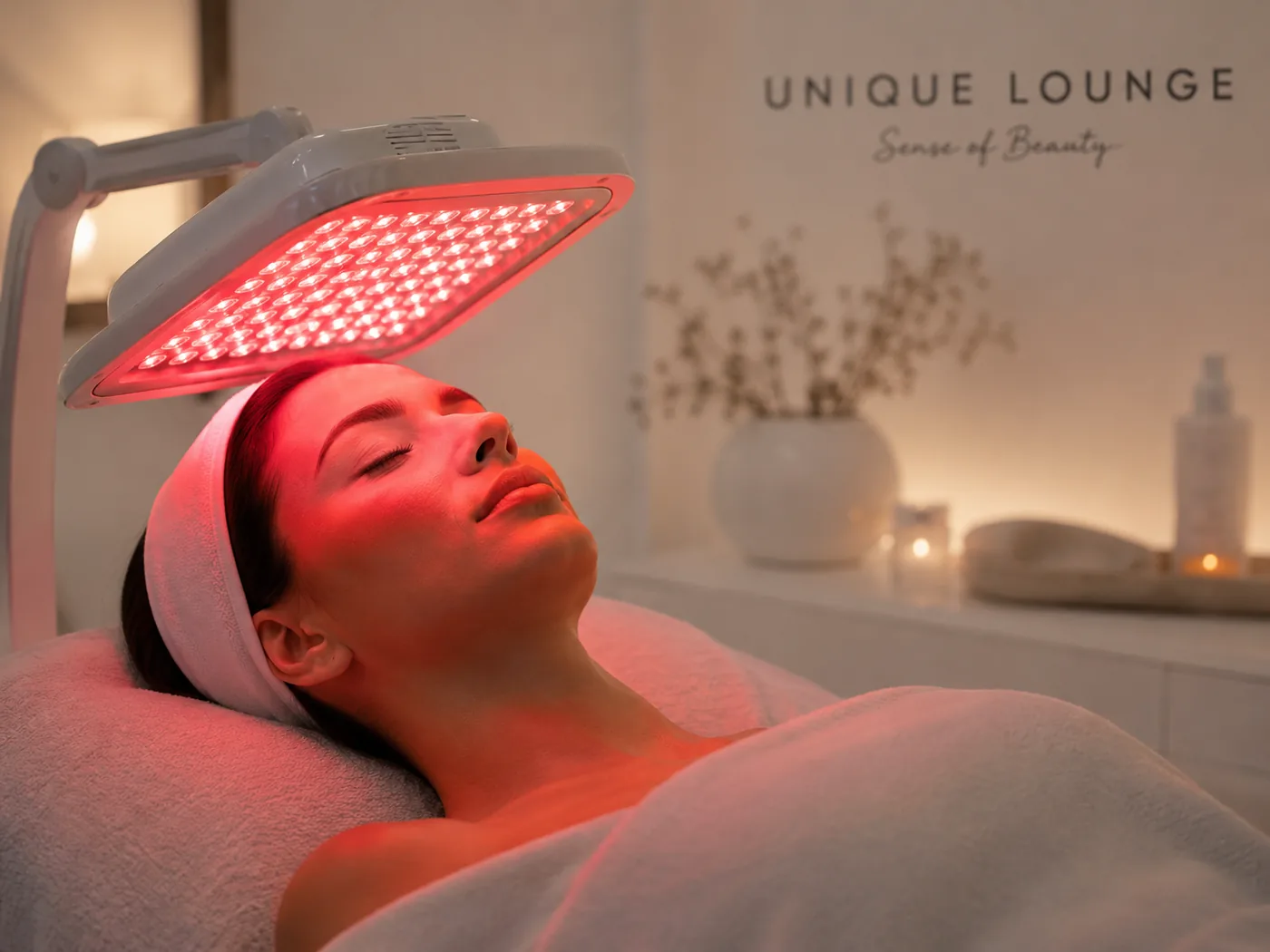 LED-Lichttherapie im Kosmetikstudio – sanfte Lichtbehandlung für das Gesicht